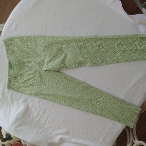 Island Republic green pattern women's pants sz 8 coastal beachy tropical